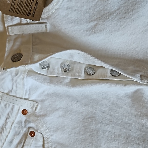 Levi's 501 Original White High Rise Straight Leg Jeans Distressed Size 29X30 - Picture 9 of 16